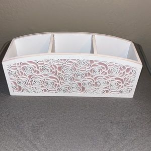 White rose pink desk organizer